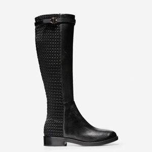 NEW Cole Haan Black Stretch Tall Strap Boots